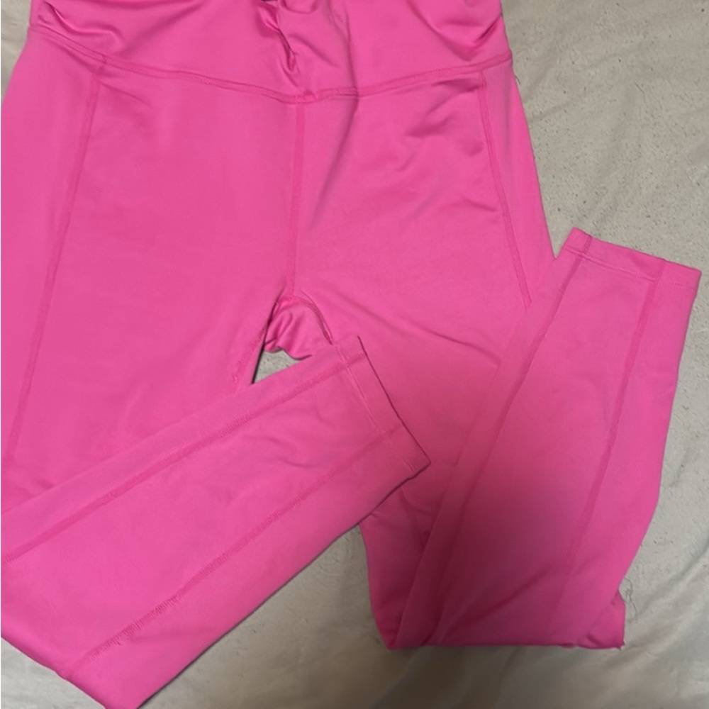 Free People Women's Cross Over Waistedβ Pink Leggings Size MediumY2k girlie